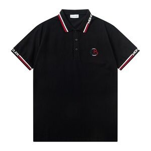 Moncler Fashion Tricolor Logo Men's Polo Shirt in Black
